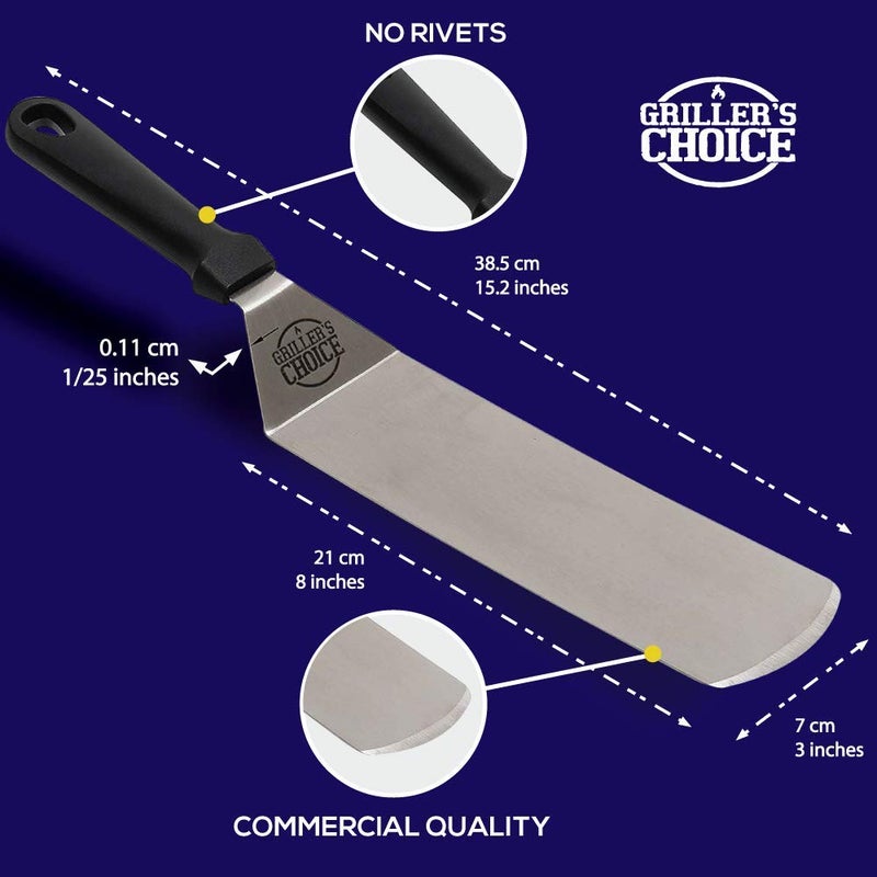 Grillers Choice Griller's Choice Stainless Steel Griddle Spatula Set- Durable, Commercial Quality, Dishwasher Safe- Ideal for Hibachi, Griddle Grills, Camping & Entertaining on Blackstone and Griller's Choice Griddle - Image 5